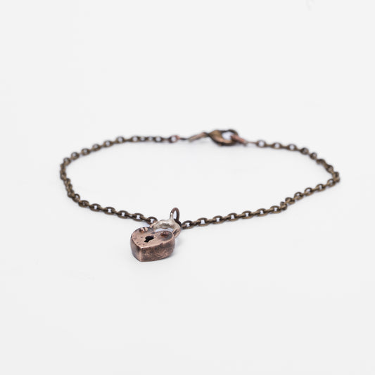 Bracciale Catena con Ciondolo Lucchetto e Cuore - Gioielli Simbolici