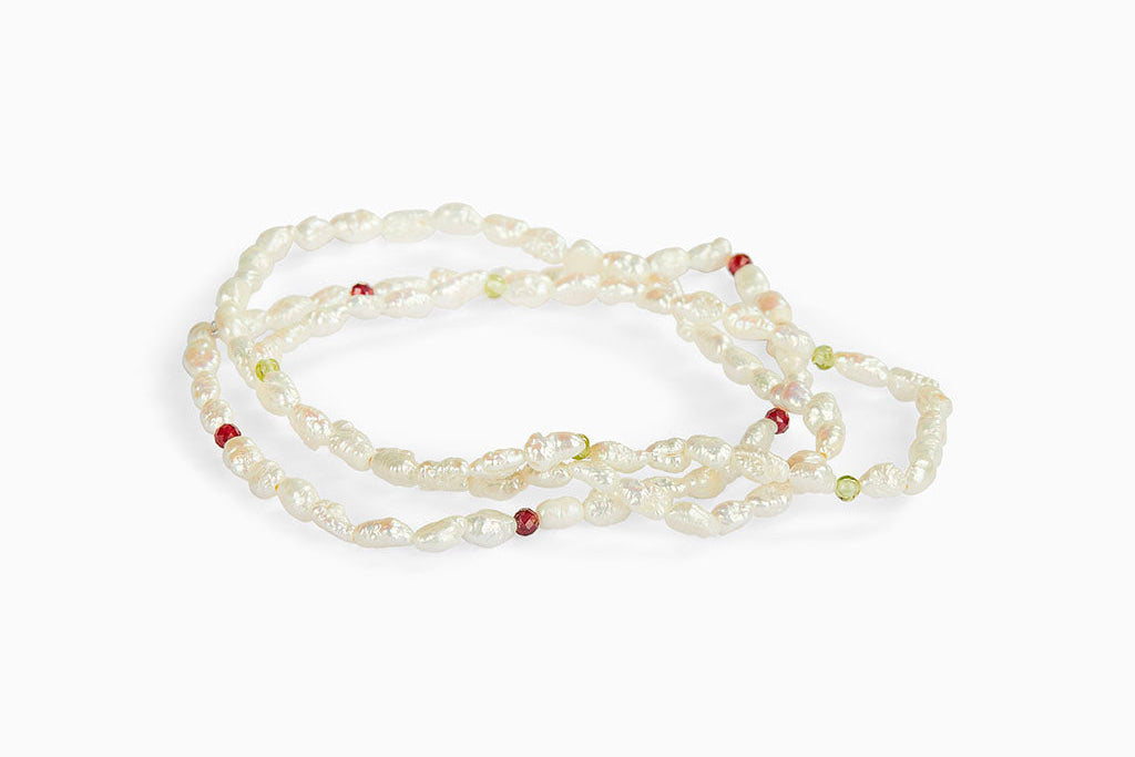 Bracciale Perle di fiume e Rodolite Naturale