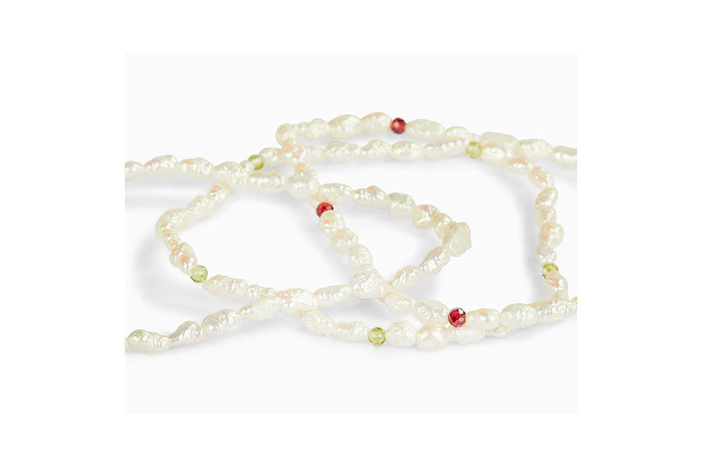 Bracciale Perle di fiume e Rodolite Naturale