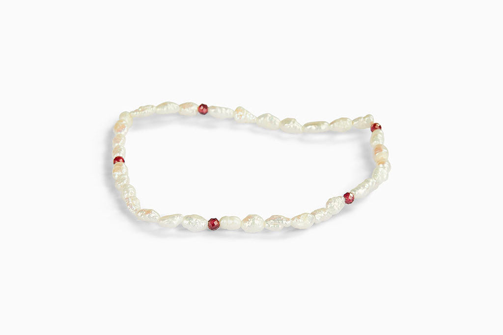 Bracciale Perle di fiume e Rodolite Naturale