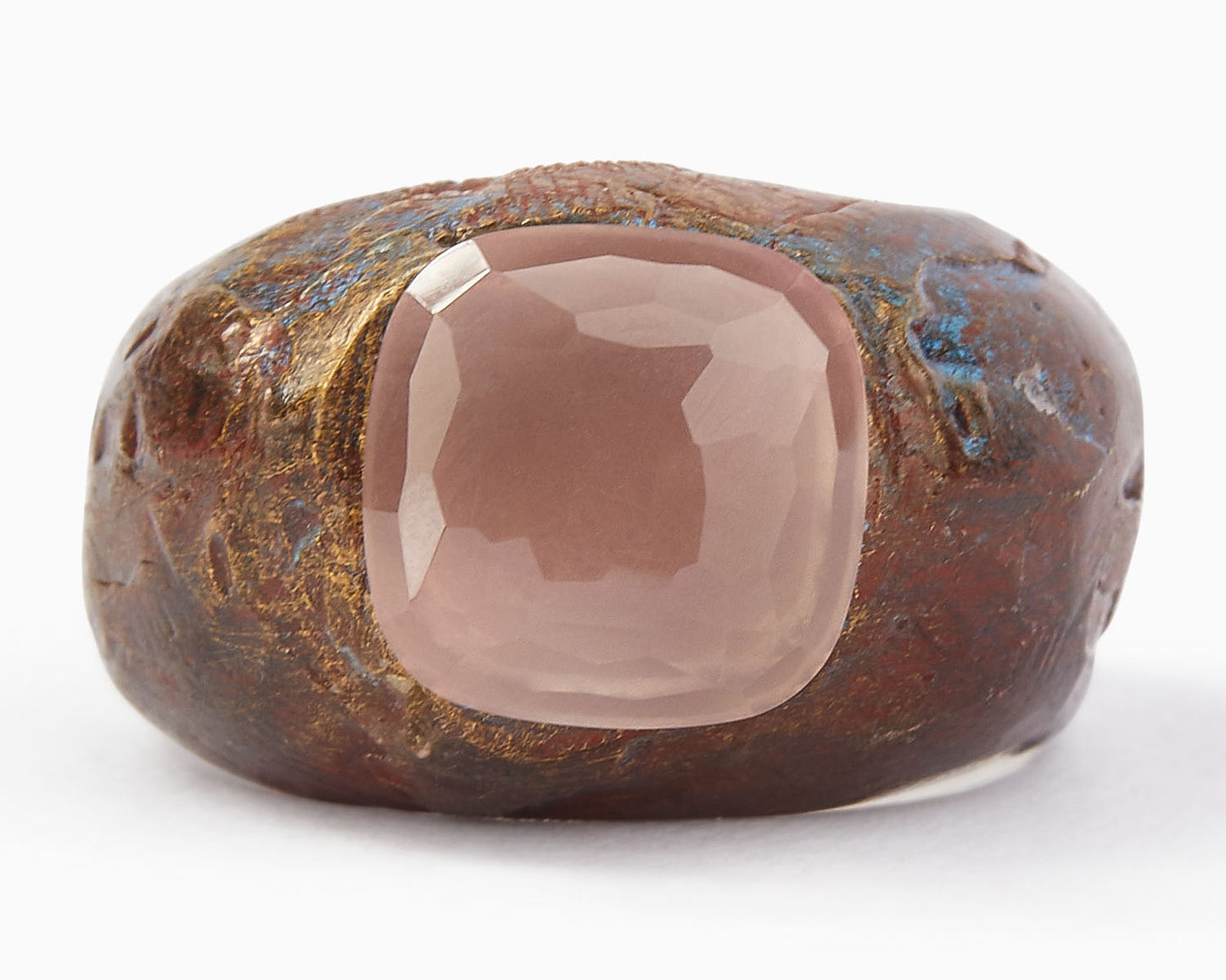 Anello in Bronzo con Quarzo Rosa | Natura
