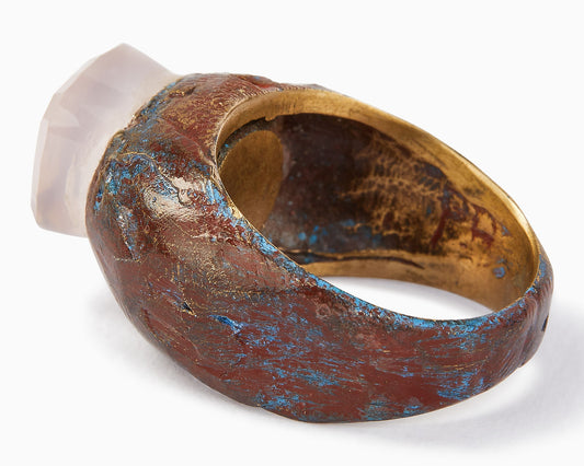 Anello in Bronzo con Quarzo Rosa | Natura