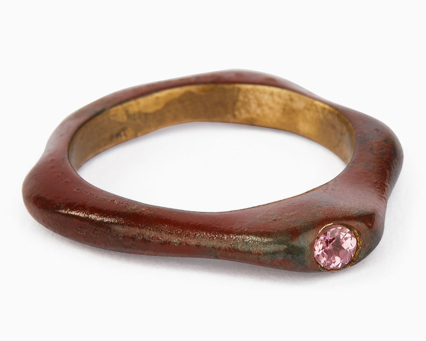 Anello Solitario in Bronzo con Granato Naturale