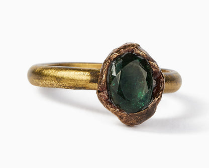 Anello Solitario in Bronzo e Ottone | Pietra Dura Sintetica | Dieci
