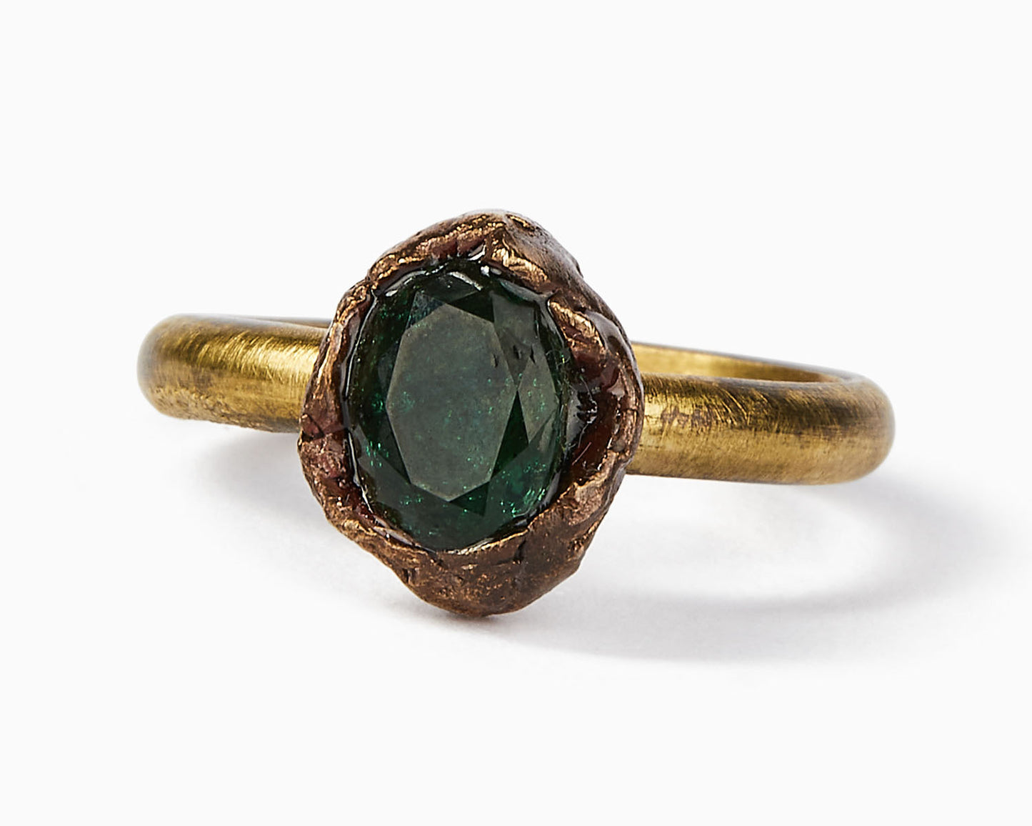 Anello Solitario in Bronzo e Ottone | Pietra Dura Sintetica | Dieci