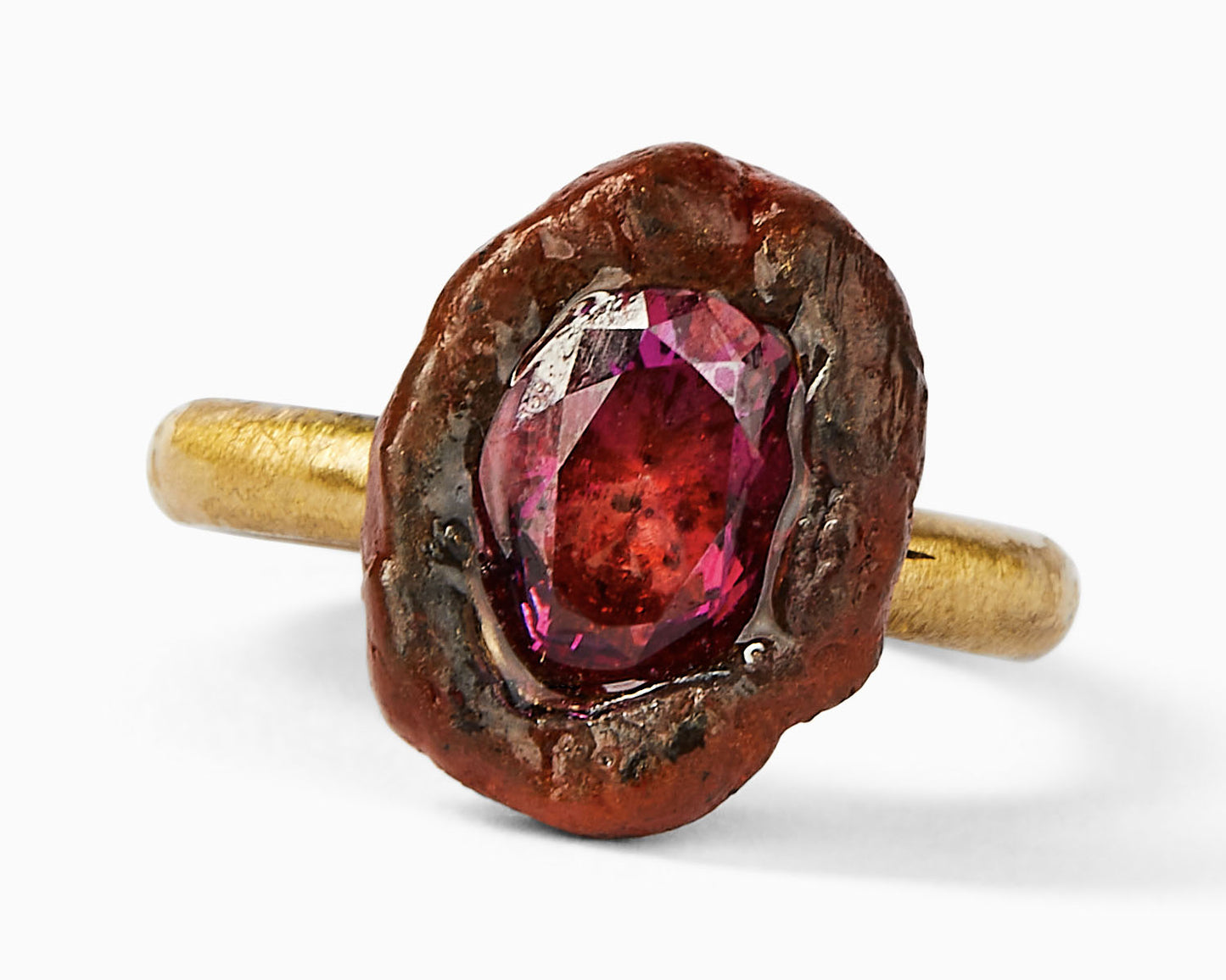 Anello Solitario in Bronzo e Ottone | Pietra Dura Sintetica | Dieci