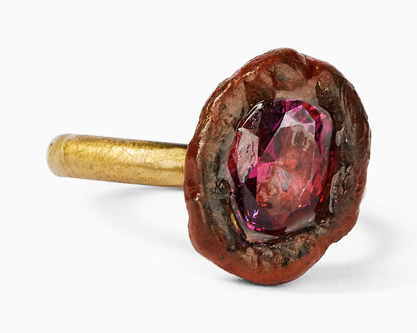 Anello Solitario in Bronzo e Ottone | Pietra Dura Sintetica | Dieci