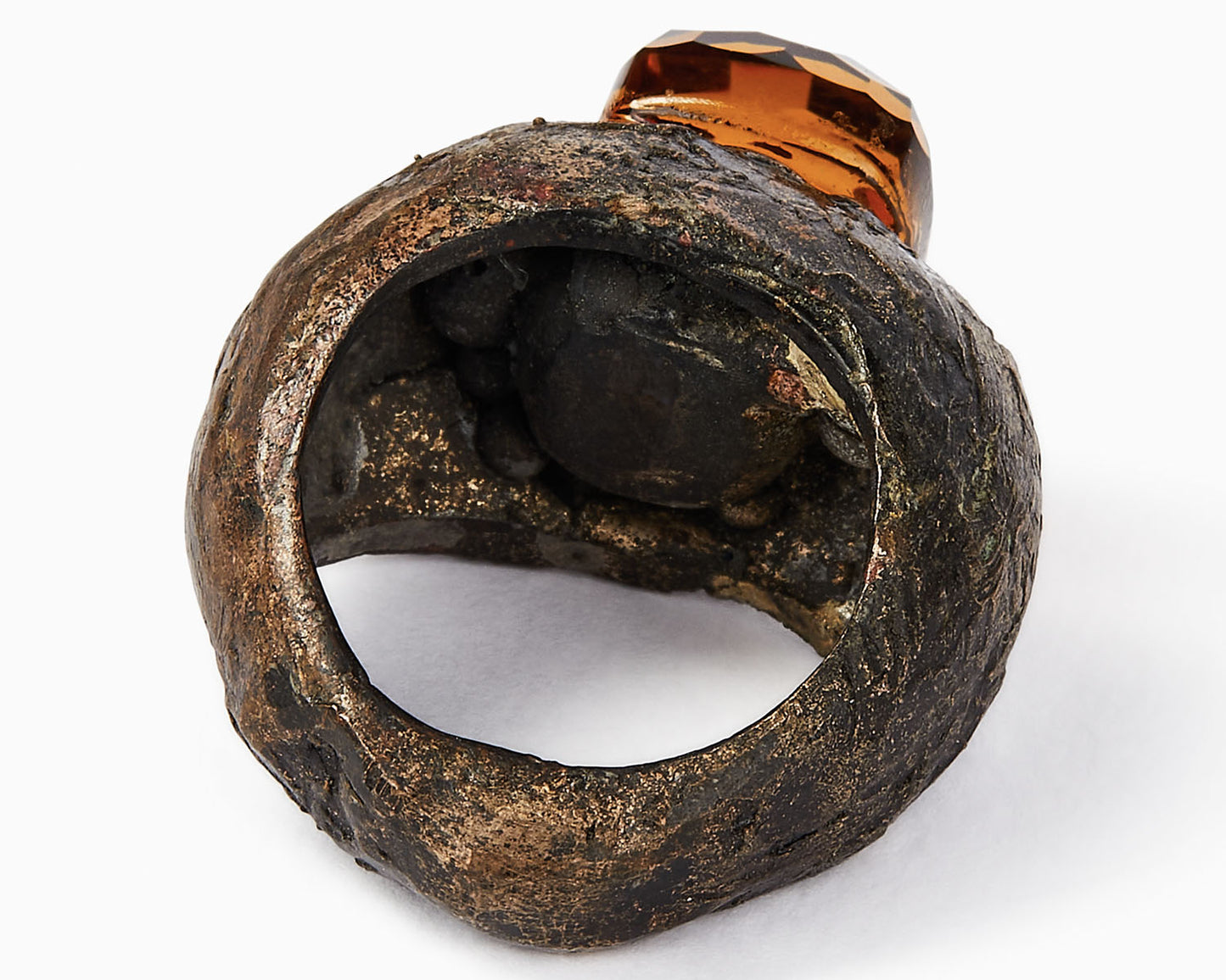 Anello Solitario in Bronzo con Pietra Dura Sintetica | Natura