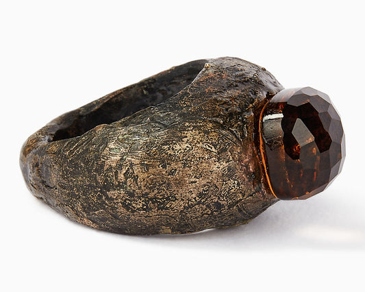 Anello Solitario in Bronzo con Pietra Dura Sintetica | Natura